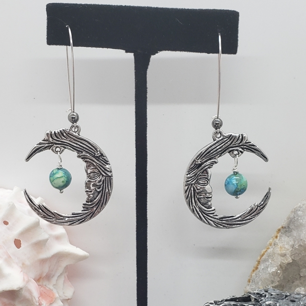 Turquoise Moon Earrings
